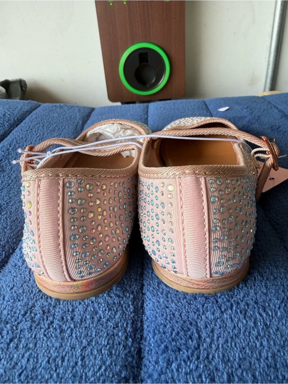 BCBG Girls Blush Rhinestone Mary Jane Flats Shoes Size 12M New